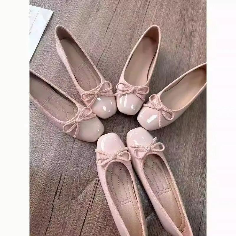 Women'S Shoes In Fashion - Dames Ballet Flats Vierkante Teen Strikje