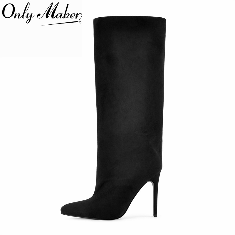Women'S Shoes Extra Wide - Onlymaker zwarte faux suède kniehoge laarzen