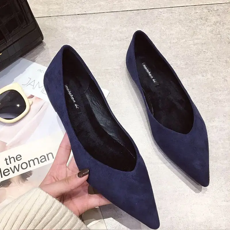 Women Shoes Quick Delivery - Puntige Teen Lage Hak Elegante Marineblauwe