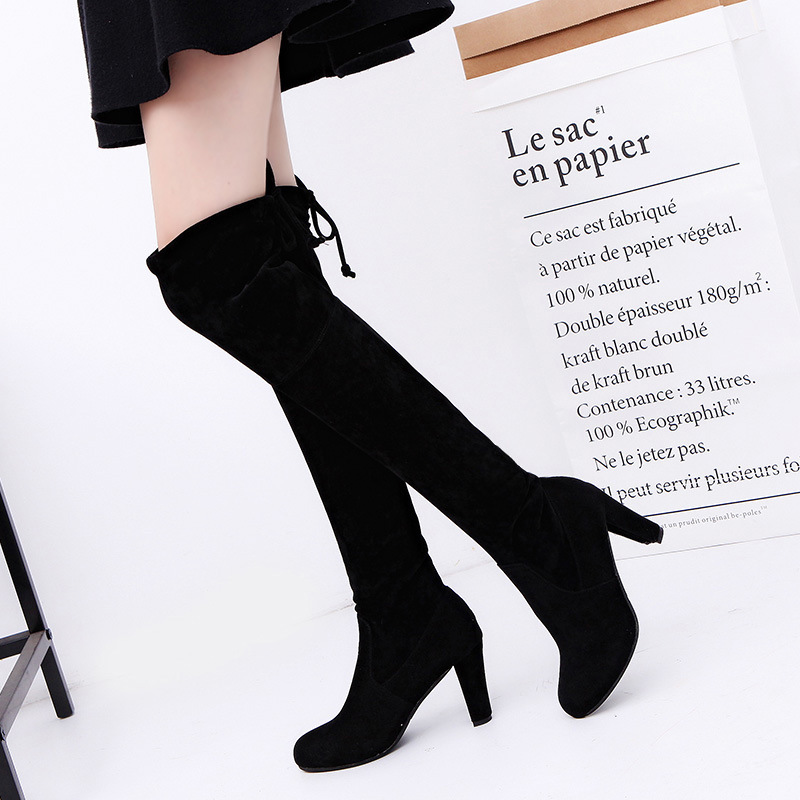 Sock Boot Women - Dameslaarzen Stretchstof Over de knie Laarzen