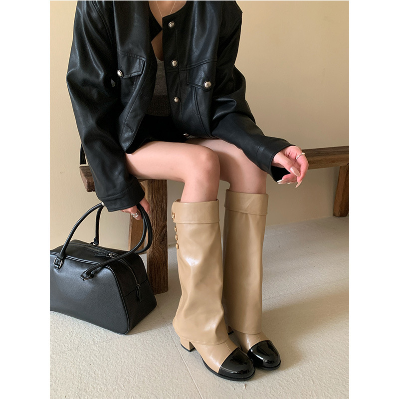 Sock Boot Women - Franse stijl kleine geurige ronde neus