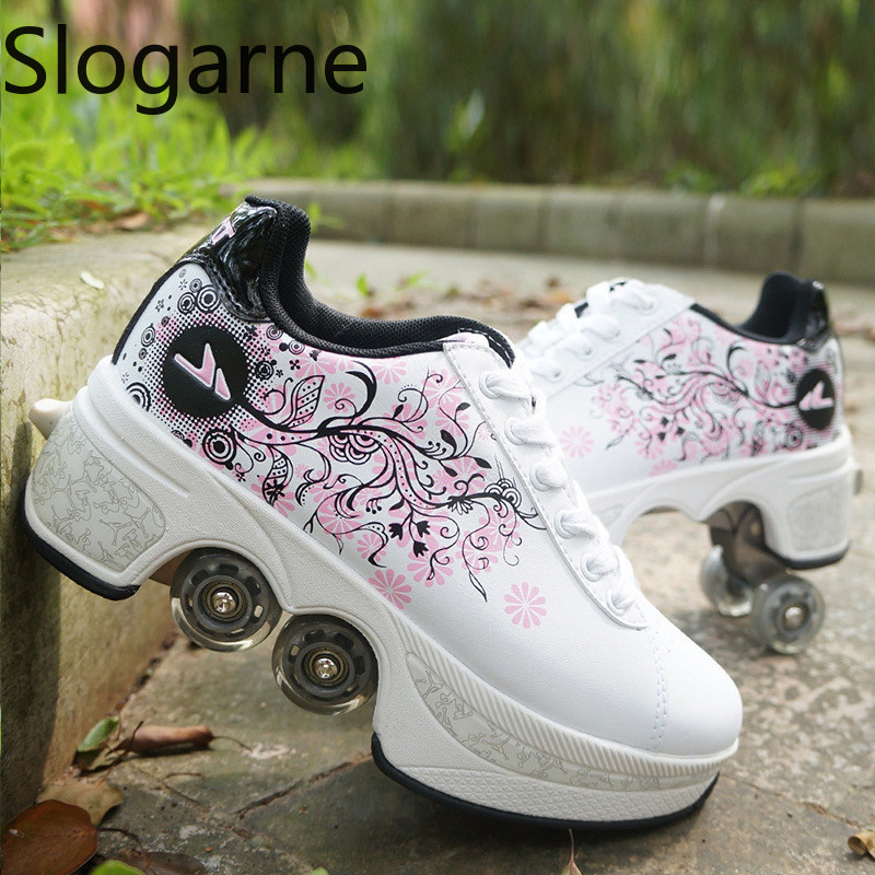 Women Shoes Size To Men - Vrouwen 4-wielen Vervorming Rolschaatsen Schoenen Mannen