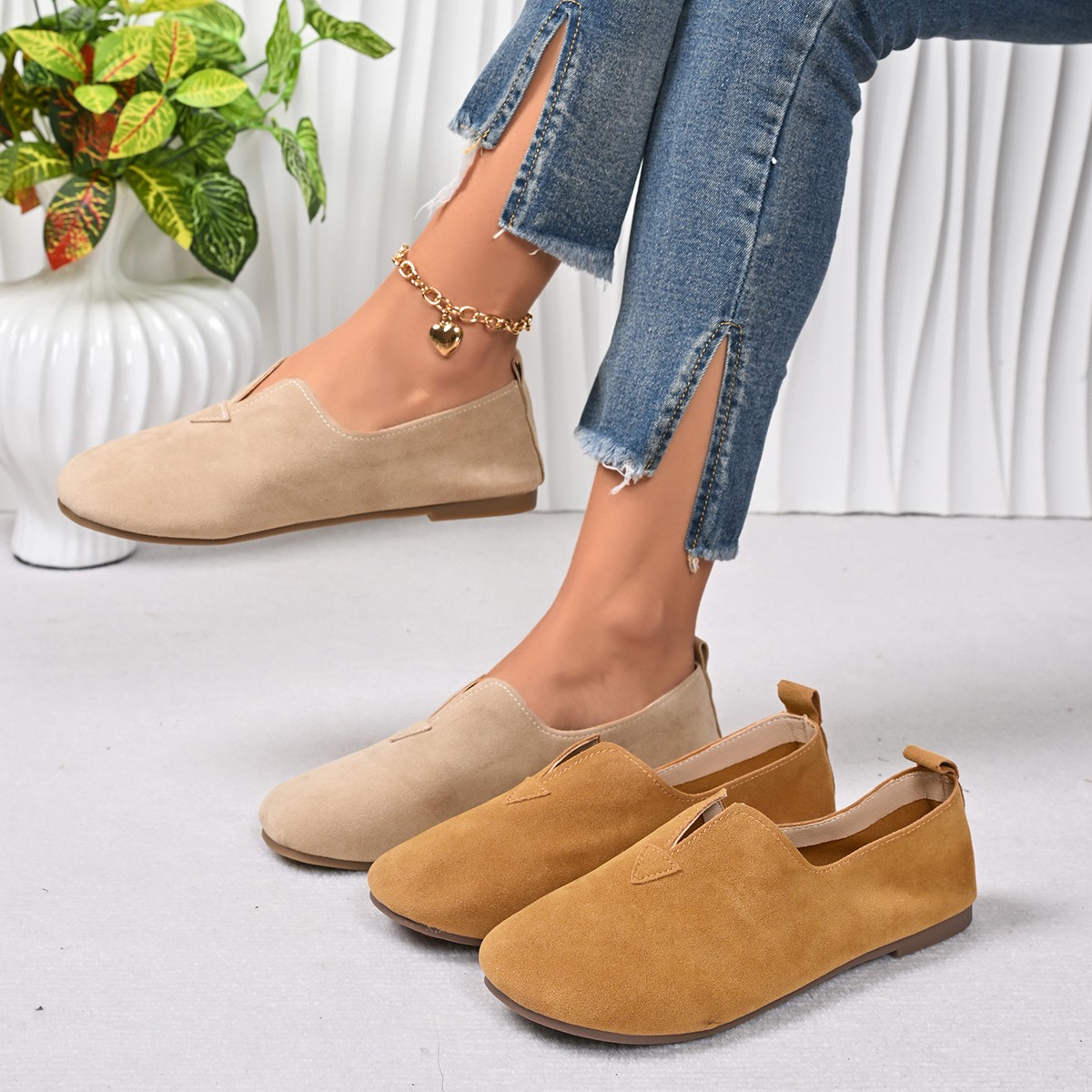 Women Shoes Quick Delivery - Platte damesschoenen Instapper Ronde neus Lage