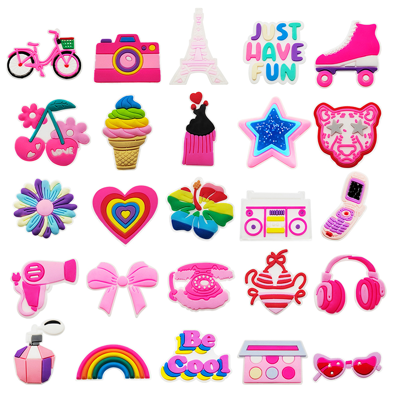 Croc Style Clog - Leuke Roze Strik Fiets Regenboog Schoen