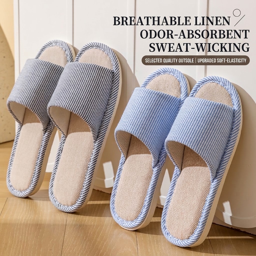 Women Shoes Size To Men - Ademende linnen pantoffels voor dames en