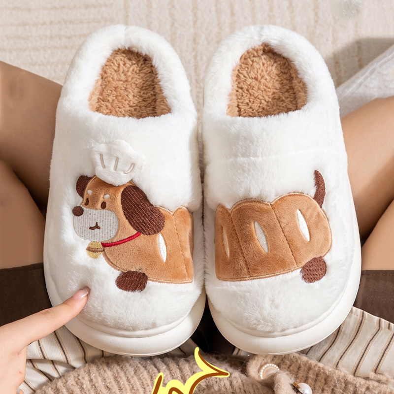 Women'S Shoes Cloud - Schattige Cartoon Dachshund Vachtachtige Binnenpantoffels Dames