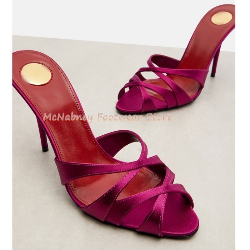 Women'S Shoes Clogs - Puntige stiletto's satijnen stof kruisband Romeinse